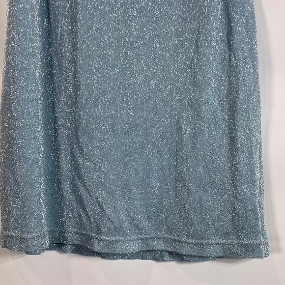 HUGO BUSCATI COLLECTION Women's Blue Shimmer Vintage Spaghetti Strap Dress SZ M - Picture 11 of 12